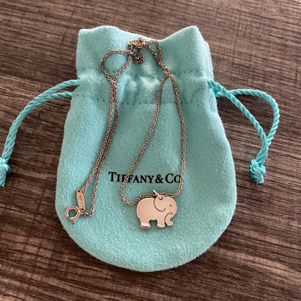 Tiffany Co Sterling Silver Elephant Necklace RARE